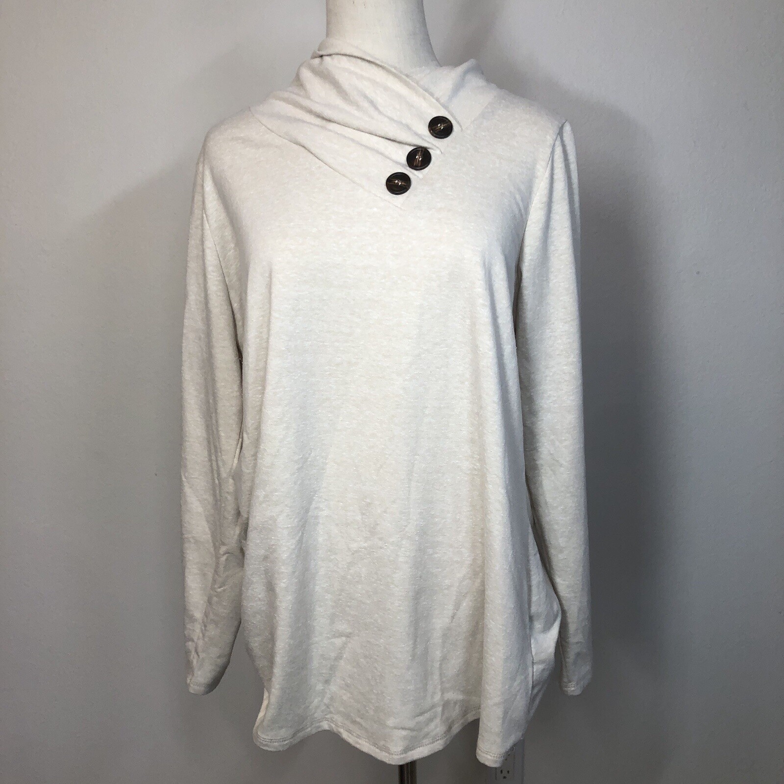 Soft Surrounding Women’s Large Beige Button Pull … - image 1