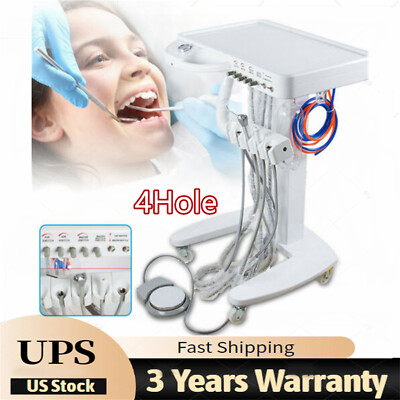 4 Holes Dental Unit System, Portable Mobile Delivery Rolling Box &Air Compressor