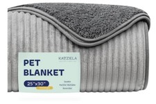 Katziela Premium Cat and Dog Soft Throw Blankets for Cozy Home Stripe Light Gray