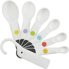 OXO Good Grips 7 Piece White Measuring Spoons Set With Scraper - Dishwasher Safe