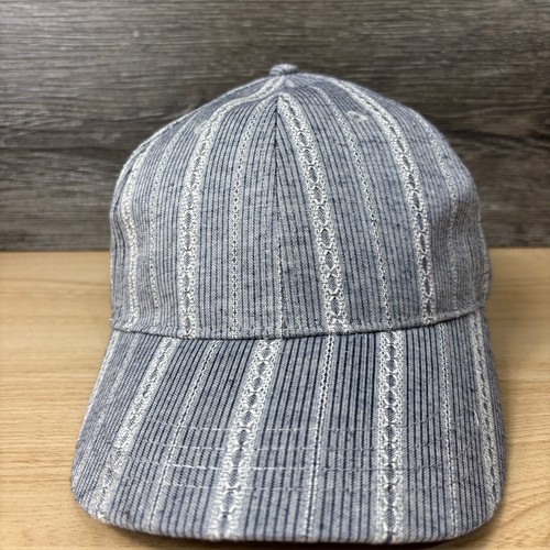Charming Charlie Hat Cap Strap Back Womens Gray Blue Striped Pattern Adjustable - Picture 2 of 9