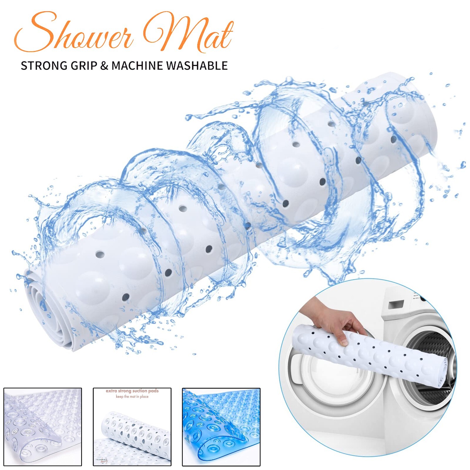 AntiMold Bath Mat Non Slip Bathtub Strong Suction Extra Large Rubber Shower Mat eBay