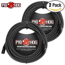 2-PACK Pig Hog 50FT PHM50 XLR High Performance 8mm Microphone Cable Black NEW 