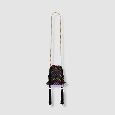 $1651 ETRO Women's Purple Chatelaine Stud Embroidered Chain Shoulder Purse Bag