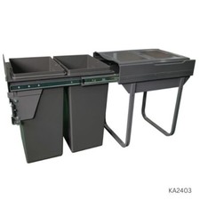 450mm Kitchen Cupboard Bin Under Sink Recycling Unit 2x30L Pull Out Containers