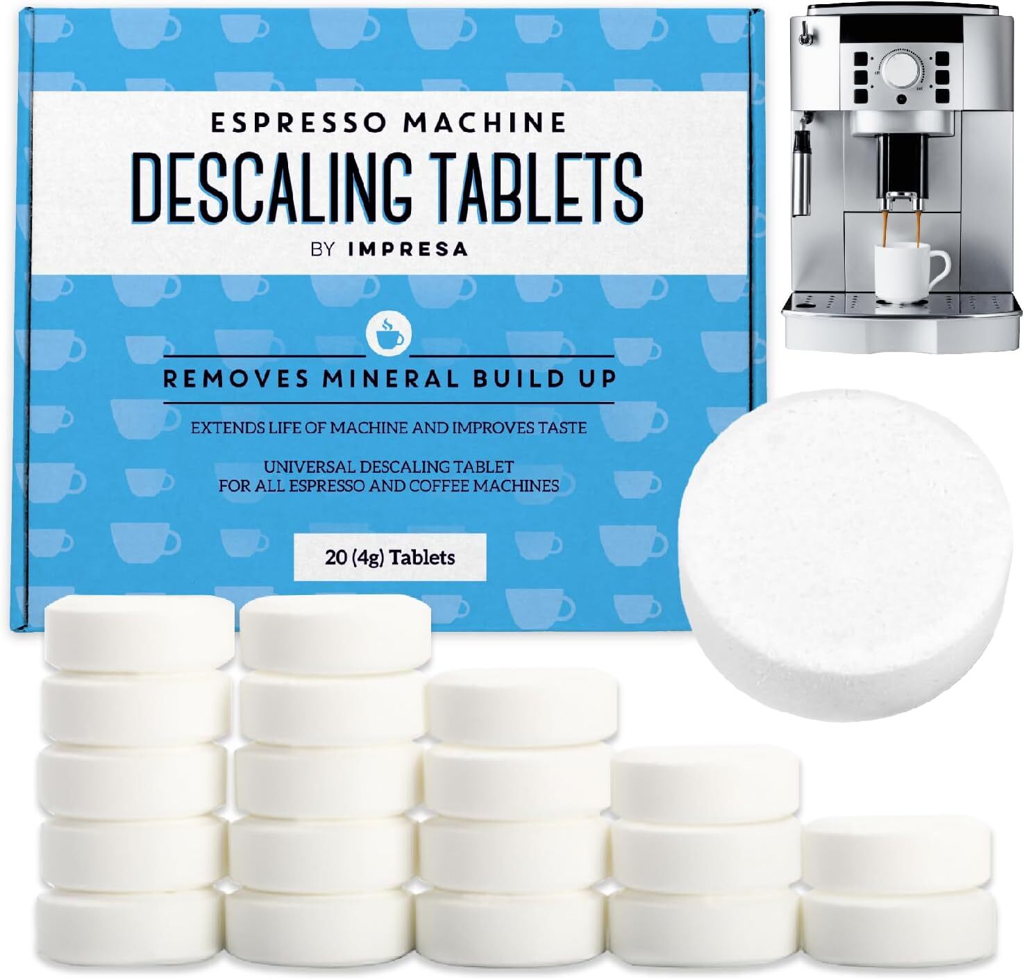[20 Pack] Espresso Machine Descaler Tablets to Remove Minera