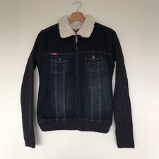 Lee Cooper Womens Blue Long Sleeve Fur Sherpa Denim Jacket Size 10