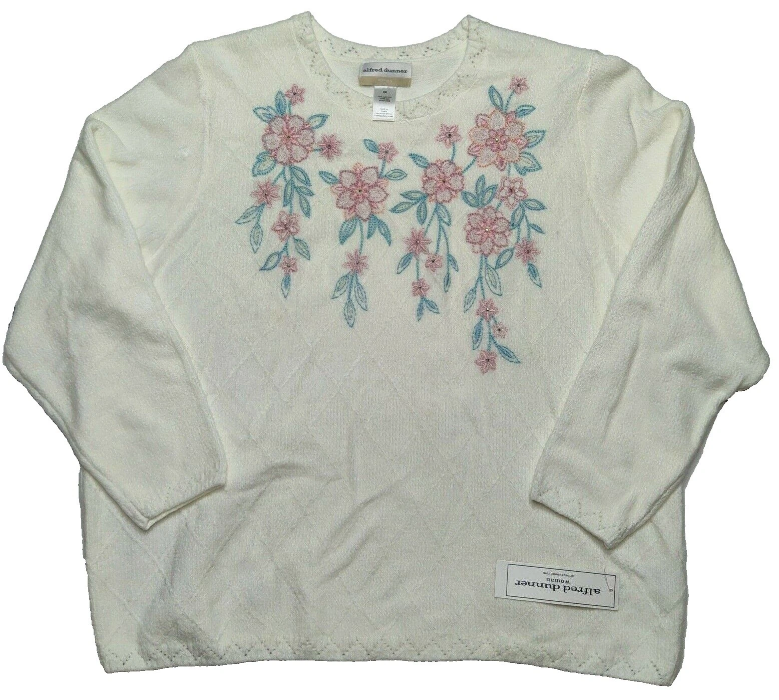 Suéteres Floral blanca Alfred Dunner para Mujeres