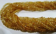Natural Citrine Rondelle Faceted 3-4mm Beads Strand 13 inch long