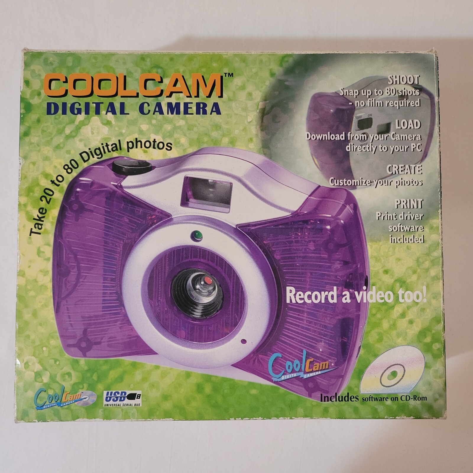 Cool Cam Digital Camera Model CP075 In Box  Complete With Software Purple (506)