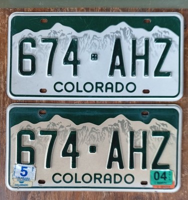 Colorado License Plates 674-AHZ Original Y2K ~Colorful Amnesia Haze Matched Pair