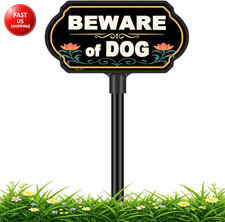 Beware of Dog Sign with Stake, 10X5 Inch Aluminum UV Printed Sign with Protectiv