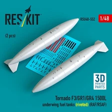 ResKit RSU48-0552 1/48 Tornado F3 GR1 GR4 Riveted 1500L Fuel Tanks 2pcs RAF/RSAF
