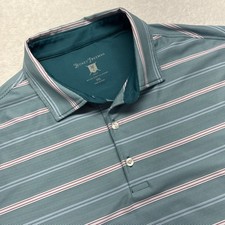 Hickey Freeman Golf Short Sleeve Polo Shirt Men XXL Blue Green Stripe
