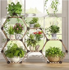 Tikea Pflanzenständer, großes sechseckiges Regal für Garten, Terrasse, Wohnzimmer