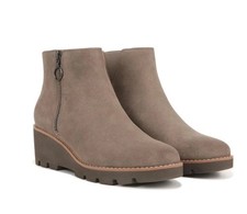 Vionic Womens Hazal Stone Boots Size 11 Taupe Suede Zipper Wedge NEW