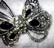 BIG SALE Vintage Women's Hair Clip Silver Metal Rhinestone Large Barrette