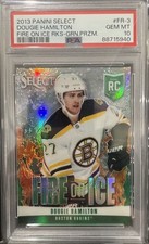2013 Panini Select Fire on Ice Green Prizm Dougie Hamilton FR-3 PSA 10 /25 Rooki