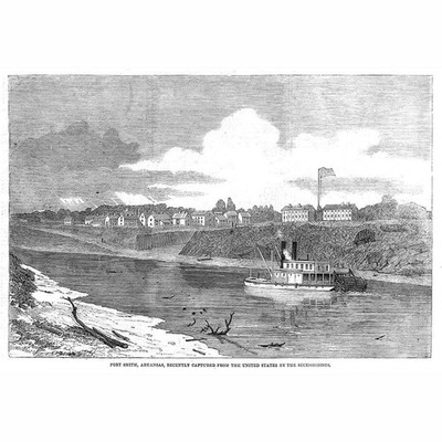 ARKANSAS Ansicht von Fort Smith - antiker Druck 1861