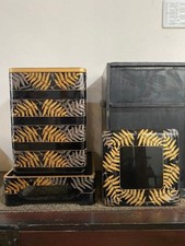 Lacquerware 4-Tier Box, Gold Silver Bracken Pattern, Traditional Japanese Antiqu