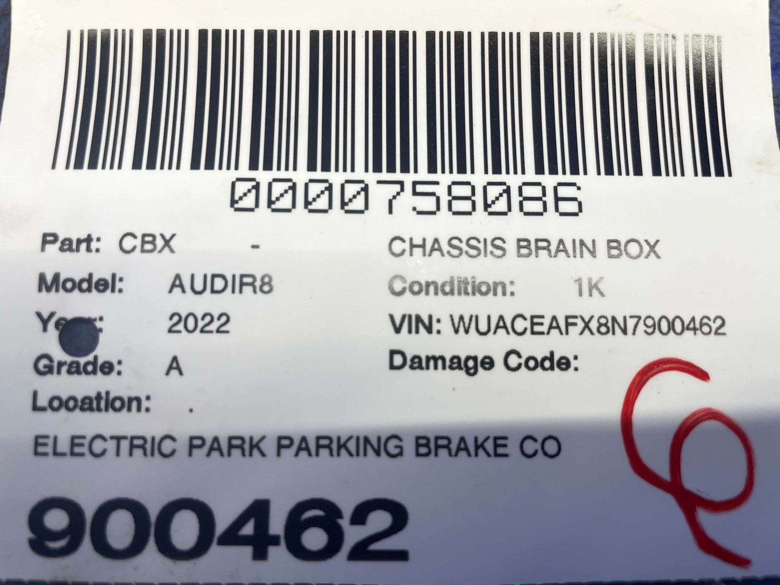 2017-2023 AUDI R8 V10 4S ELECTRIC PARK PARKING BRAKE CONTROL MODULE 4S0907801