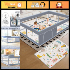 65x50 Inch Baby Playpen with Mat - Indoor/Outdoor Toddler Play Yard, Soft Mesh F