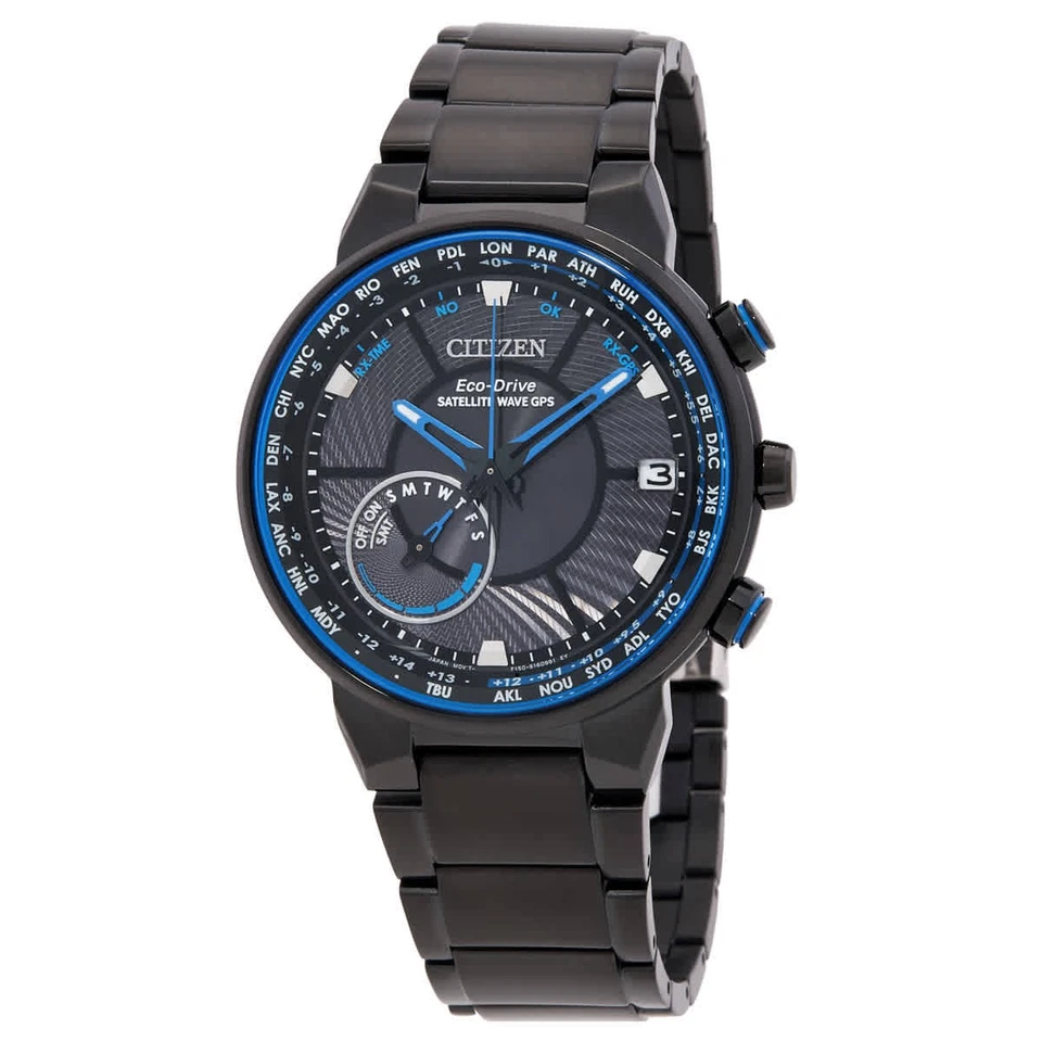 Reloj para hombre Citizen Satellite Wave Perpetual World Time esfera negra CC3038-51E