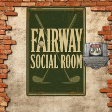 Large Serif Lettering Golf Lounge Tin Sign Retro Metal Wall Decor 8x12