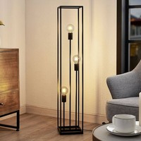 Lindby Stehlampe Wohnzimmer, Stehleuchte Schwarz Metall, Ecklampe 3X E27, Leucht