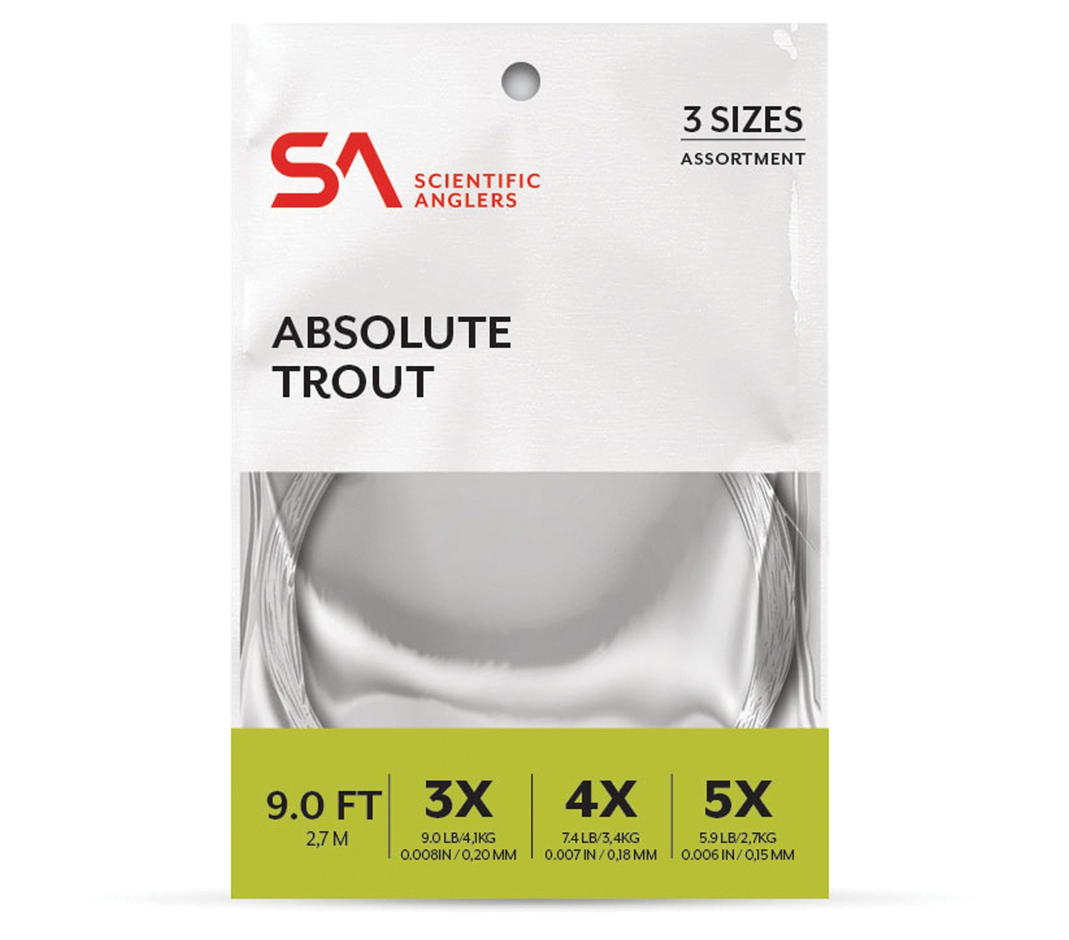 Поводок для ловли форели Scientific Anglers Absolute 9-футовый 3-5-кратный конический поводок для точности 4390₽