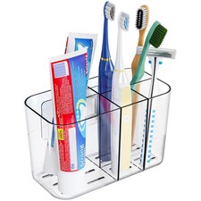 Electric Toothbrush Holder for Bathroom Countertop and Wall Small, Clear