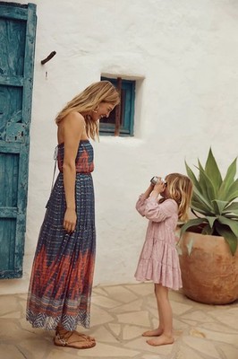 Anthropologie Verb Pallavi Singhee Nora Ikat Maxi Dress Boho Metallic Blue 2 NWT