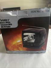 New in Box Vintage Portable 5.5" Black White Television Am/FM Radio