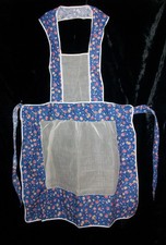 NOS Collectible Vintage 30s Floral Cotton  Sheer White Organdy Bib Apron