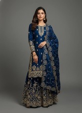 Presenting Wedding Wear Silk Kurta Palazzo With Dupatta For Women