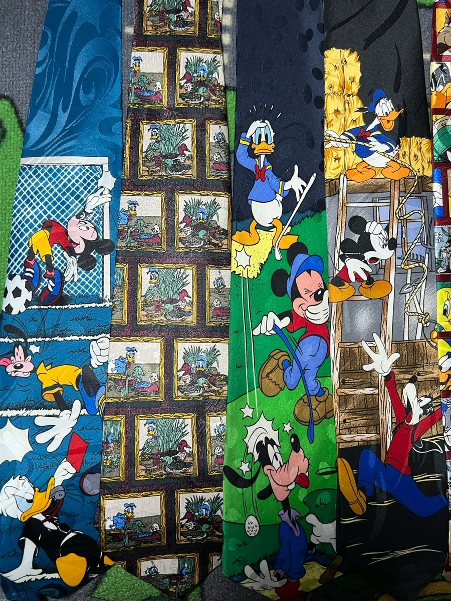 Disney 8x Men’s Silk Satin Ties Mickey & Bugs Bunny 90s Vintage