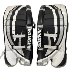 Vaughn Goalie Knee Pads Black White Padded Hockey