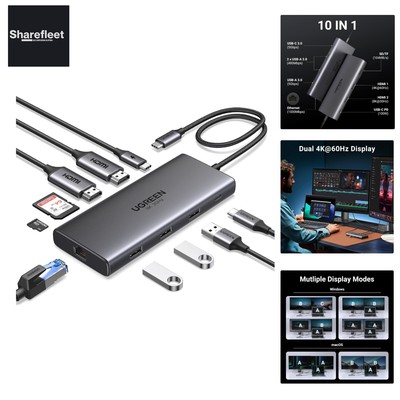 Revodok Pro 210 USB C Docking Station Dual HDMI 10 IN 1 USB C Hub 2 HDMI, Gig...