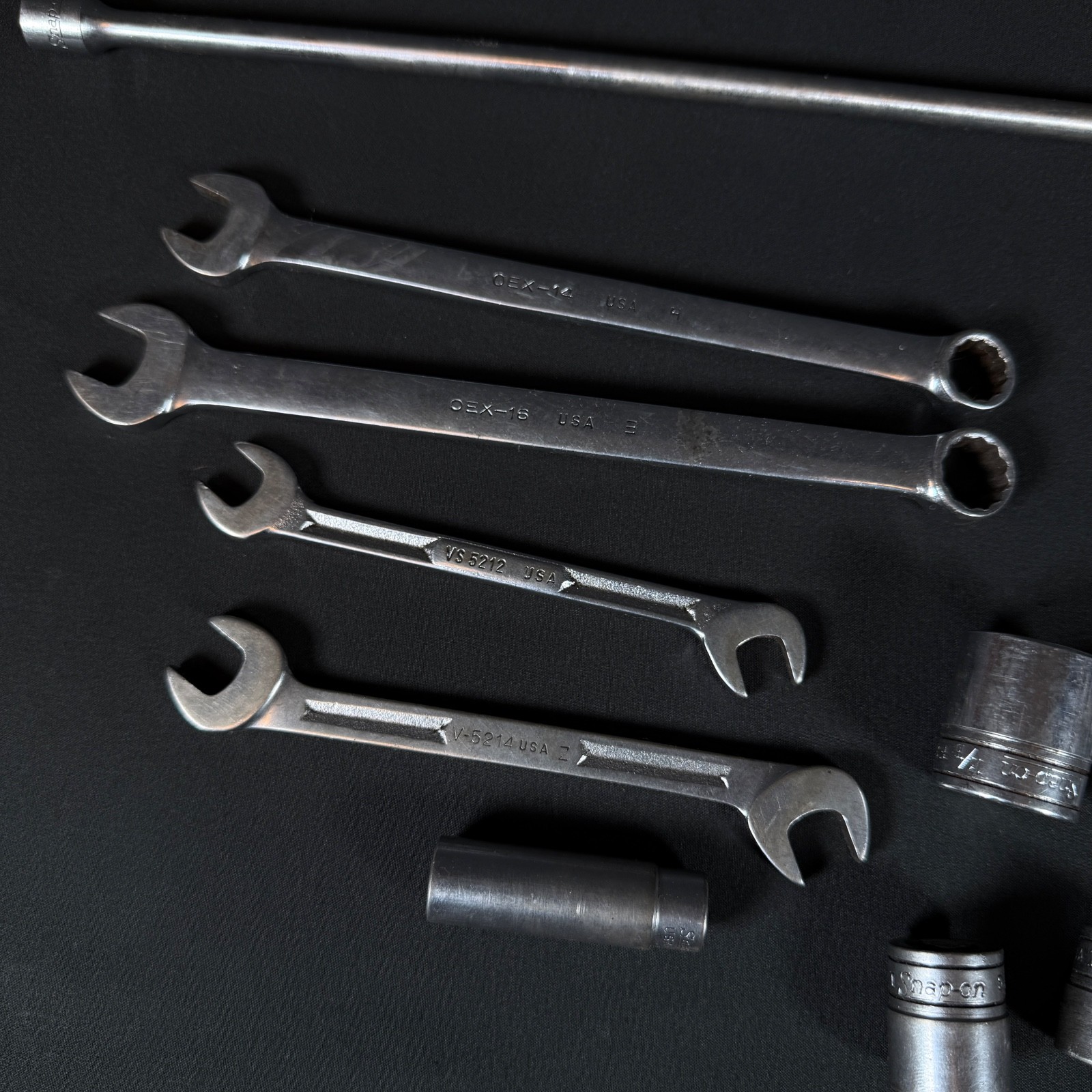 Snap-on Tools Lot 14 pc - Ratchet, Extensions, Sockets, Wrenches USA vintage