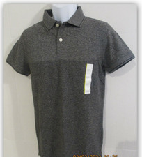 Goodfellow Co. men's standard fit short sleeve polo shirt BLACK heather stripe