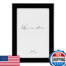 Lawrence Frames 4x6 Silver Plated Metal Picture Frame with Black Enamel