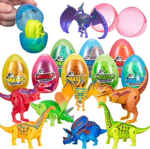 8 Pack Easter Hatching Eggs Dinosaur Toys Filled with Jumbo Deformable...