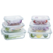 Navaris Glass Food Storage Containers with Lids - Set of 6 Airtight  Lockable
