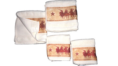 ALLURE WILD HORSES WESTERN SOUTHWESTERN RUST (4P) HAND & FINGERTIP TOWELS SET