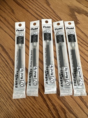 Lot of 5 Pentel EnerGel Retractable Liquid Gel Pens Medium Black Ink LR7A