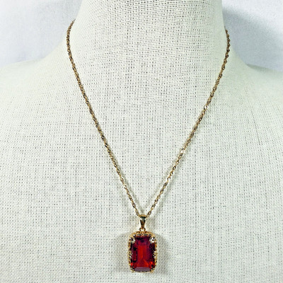 Rubin Halskette Lab Created Anhänger 925 Gold Vermeil BBJ Bangkok Ratnaraj 18+2 Zoll
