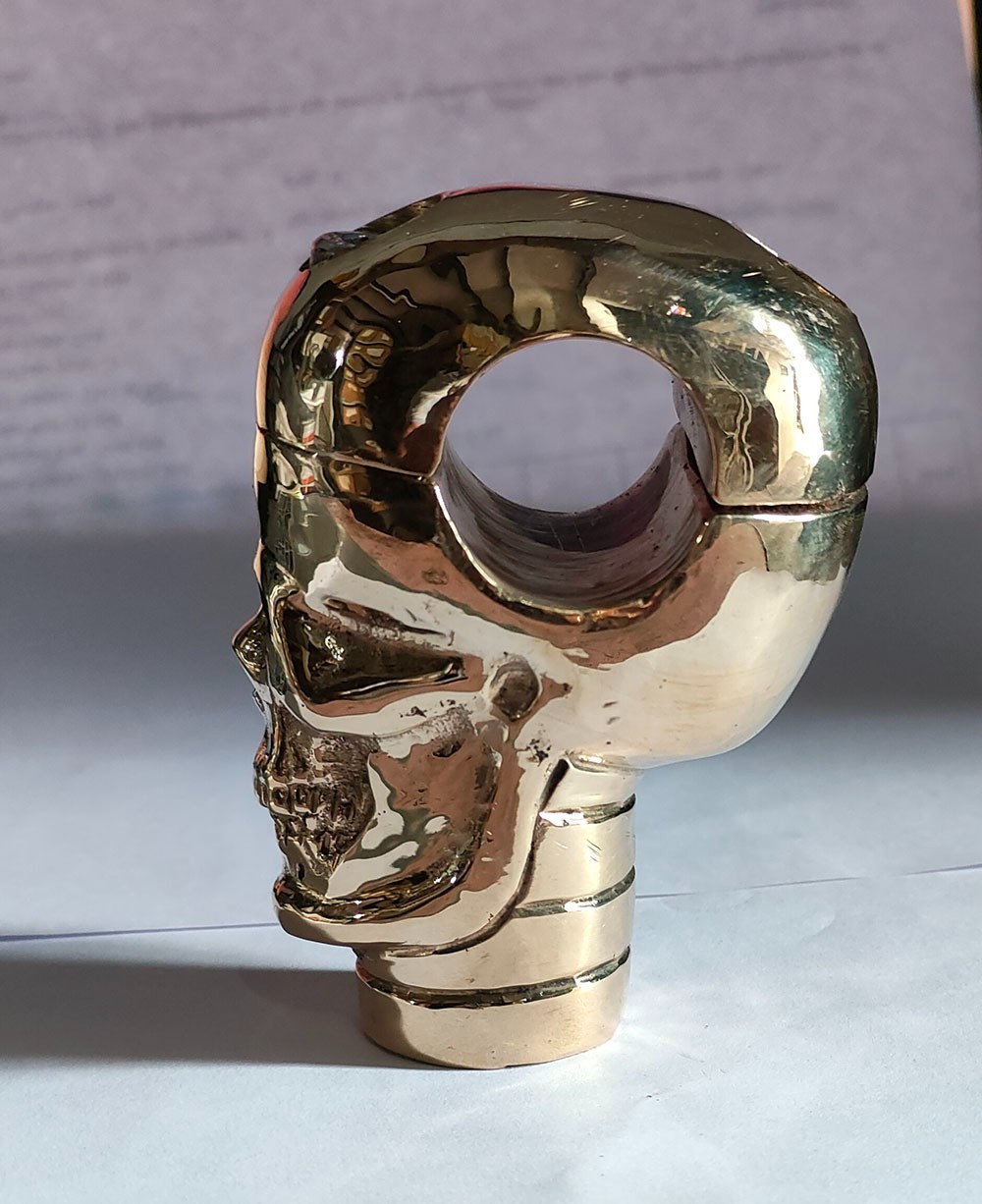 Skull Head Custom Brass Old School 1" Handlebar Risers - Bobber Chopper