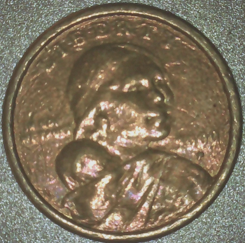 2000-P SACAGAWEA DOLLAR, WEAK/DIE ADJUSTMENT STRIKE ERROR, 8.0 GRAMS, CIRCULATED - Image 2 of 4
