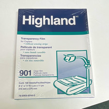 Highland 901 Transparency Film for Copiers, Clear 8.5 x 11 in, 100 Sheets
