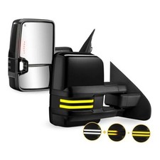 Switchback Towing Mirrors Painted Light Compatible with 2014-2018 Chevy Black